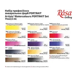 Набір акварельних фарб PORTRAIT металевий пенал Індіго 14кол. х 2.5 мл кювета Rosa Gallery - мініатюра 8