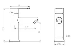 Змішувач для умивальника Brinex Pure 001F Graphite BRIPUR001FGRP - мініатюра 5