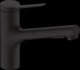 Змішувач Hansgrohe Zesis M33 150 2jet кухонний з витяжним виливом 74800670 Matt Black Чорний матовий