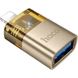 Адаптер Hoco UA36перехідник iPhone Lightning тато to USB мама OTG transparent adapter Gold
