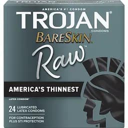 Упаковка 24 шт. Trojan Bareskin Raw