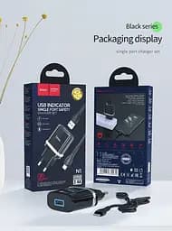Мережевий зарядний пристрій Hoco N1, 12W 2.4 A з USB-роз'ємом і кабелем Type-C чорний - мініатюра 10