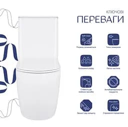 Унітаз підлоговий Qtap Robin Ultra Quiet з сидінням Slim Duroplast/ Soft-close/ Quick Release QT13226089AW - мініатюра 2