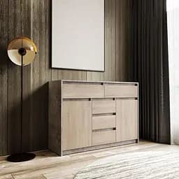 Комод Moreli T-227, 1271x910x400 мм Бетон/Дуб сонома (mo-t227-beton-sonoma)