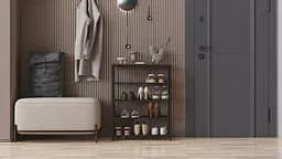 Полиця для взуття Слайм 4 Ferrum-decor 820x630x260 Чорний метал ДСП Дуб Сонома Трюфель 16 мм (FRD-105163) - мініатюра 9