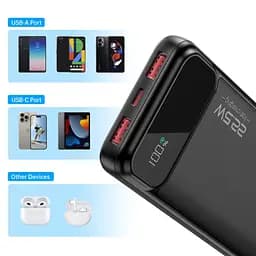 УМБ Choetech 10000mAh 22.5W PD,QC3.0 2USB-A+USB-C Black (B728-CCBK) - мініатюра 2