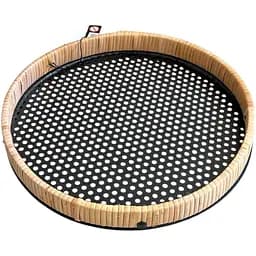 Піднос J-line металевий з ротанговим бортиком діаметр 30 см Бельгія (12185)