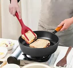 Лопатка-щипці 2в1 для перевертання та захоплення продуктів 31 см, Kitchen Master Червоний 87414 - мініатюра 9