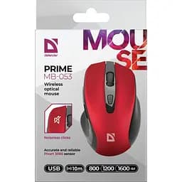 Комп'ютерна мишка Defender Prime MB-053 бездротова 6 кн. до 1600 dpi безшумна червона (52052) - мініатюра 3