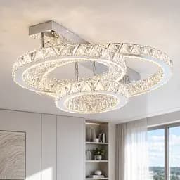 Стельова світлодіодна люстра Splendid Ray L51007/60+40+30XD/3 LED з трьома кришталевими кільцями, пультом, димером, 75 см - мініатюра 2