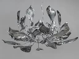 Гармоничная подвесная фарфоровая люстра для кухни, 6 ламп, хром.