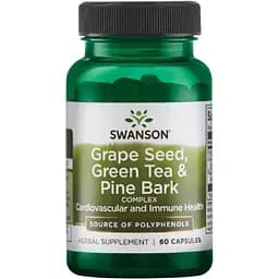 Комплекс для імунітету та серця Swanson Grape Seed, Green Tea & Pine Bark 60 капсул (100-78-2811695-20)
