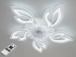 Унікальна стельова світлодіодна люстра вентилятор з пультом, 95W, біла