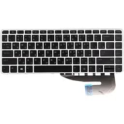 Клавіатура для ноутбука HP Elitebook 840 G3 чорна, сріблястий фрейм, підсвітка