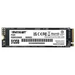 Твердотільний накопичувач SSD Patriot 512Gb, P320, PCI-E 3.0 x4, M.2 2280, 3D TLC, 3000/2200 МБ/с teh0019758