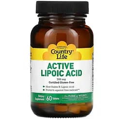 Харчова добавка Country Life Активна ліпоєва кислота 300 мг 60 пігулок