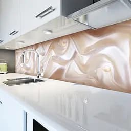 Кухонний фартух Білий шовк та Перли для кухні наклейка ПВХ під тканину Абстракція 60х300 см Happy Pocket Z180442
