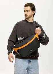 Мужская сумка-бананка под ноутбук Sambag Urban Laptop черно-оранжевая 46×26 см (51411129m)