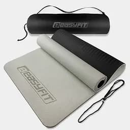 Коврик для йоги и фитнеса TPE+TC 6 мм двухслойный + Чехол серый с черным EasyFit fit0025109