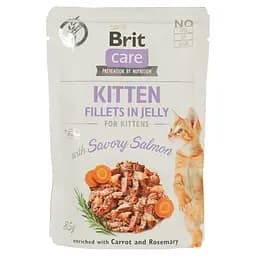 Беззерновий вологий корм для кошенят Brit Care Cat pouch пікантний лосось в желе 85 г