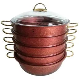 Мантоварка-пароварка OMS Collection 6091-C 28 см 5.8 л с гранитным покрытием 6 предметов красная