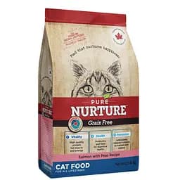 Сухой корм Pure Nurture для кошек на всех стадиях жизни, рецепт с лососем и горохом 8 кг