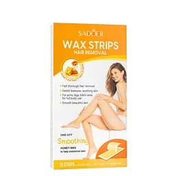 Восковые полоски для депиляции тела, ног, лица Sadoer Soothing Honey Wax (20 шт)