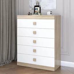 Комод Еверест Соната-2 на 5 ящиків 80х38х100.5 см Дуб Сонома/Білий (DTM-2019)