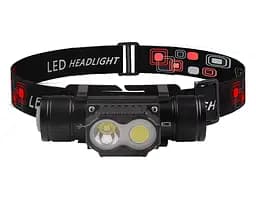 Ліхтар налобний акумуляторний PL-101L 5840 Type-C 1х18650 червоне світло (6 режимів)