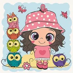 Розпис на полотні Art Craft Лялечка з совенятами 30х30 см (15563-AC)