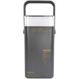 Павербанк Remax RPP-596 / 40000 мАг / до 22,5 Вт / USB-C+USB-A / PD+QC /з RGB ліхтариком / Сірий