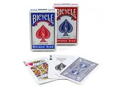 Карти гральні United States Playing Card Company Bicycle Rider Back Bridge Size Standard Index (red blue) (0086) - мініатюра 2
