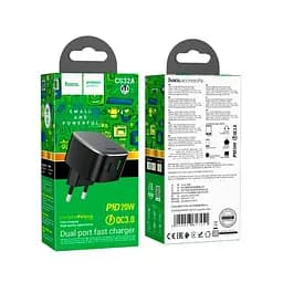 Мережевий зарядний пристрій Hoco CS32A Rise PD20W+QC3.0 charger чорний - мініатюра 4