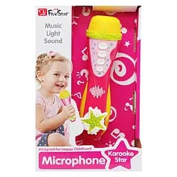 Детский игрушечный микрофон 34564AB Pink звук, музыка, регулятор громкости