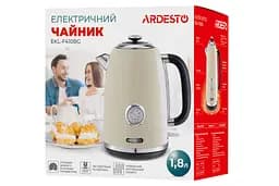 Електрочайник Ardesto EKL-F410BG, Beige, 2200 Вт, 1.8 л, дисковий, індикатор роботи, корпус нержавіюча сталь, захист від перегріву та автоматичне відключення при відсутності води - мініатюра 5