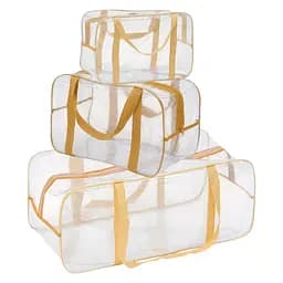 Набор прозрачных сумок в роддом: размер S 30х20х15 см + размер М 40х25х20 см + размер XL 60х25х30 см (бежевые)