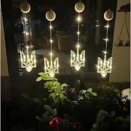 Світлодіодна гірлянда OldBro світильник набір фігурок Український Тризуб 10 лід з батарейками 3ААА та присоскою