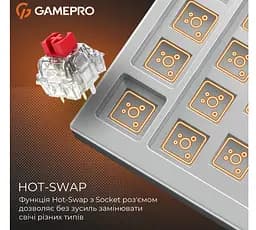 Клавиатура игровая механическая GamePro GPMK-126 Genesis Silver light USB Red Swich Hot-Swap N-KRO Grey - мініатюра 6