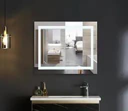 Дзеркало Mixxus WARM MR02-80x80 з LED Touch, Anti-fog, димером, регулюванням яскравості, годинником (MI6934) - мініатюра 3