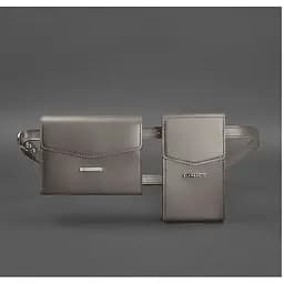 Набір жіночих шкіряних сумок Mini поясна / кроссбоді темно-бежевий