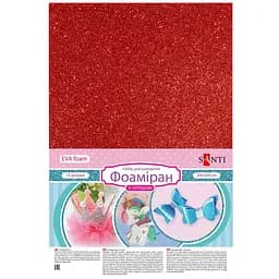 Фоаміран Santi Eva з глітером 20x30 см 10 аркушів червоний (742677)