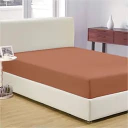 Простыня HomeBrand на резинке 160х200+25 см светло-коричневая (60119)
