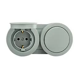 Розетка Ovivo Electric xOne з заземленням та кришкою + вимикач 1-й сіра
