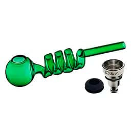 Трубка курительная стеклянная с охлаждением D&K Спираль DK-8569A Green (15673) - мініатюра 2