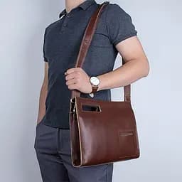 Кожаная мужская сумка через плечо John McDee 30.5х25.5х5.5 см sum0025813