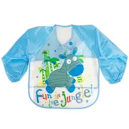 Слюнявчик с рукавами "Зебра" MGZ-0610-1 голубой, лейончатый, на завязках