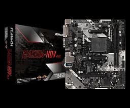 Материнська плата AsRock AM4 (B450) B450M-HDV R4.0, B450, 2xDDR4, Int.Video(CPU), 4xSATA3, 1xM.2, 1xPCI-E 16x 3.0, 1xPCI-E 1x 2.0, ALC887, RTL8111H, 6xUSB3.1/4xUSB2.0, VGA/DVI-D/HDMI, mATX