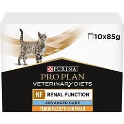 Уцінка. Вологий дієтичний корм для дорослих котів Purina Pro Plan Veterinary Diets NF Renal Function Advanced Care при патології нирок з куркою 850 г (10 шт. по 85 г) (12278375)