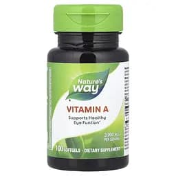 Вітамін А Nature's Way Vitamin A 3000 mcg, 100 капсул для підтримки очей та імунної системи.