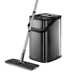 Швабра с отжимом и стальным ведром BASSFLY D2 Черный 